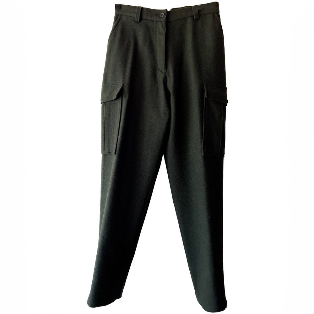 Vintage LL Bean Loden Green High Waist Wool Cargo Pant